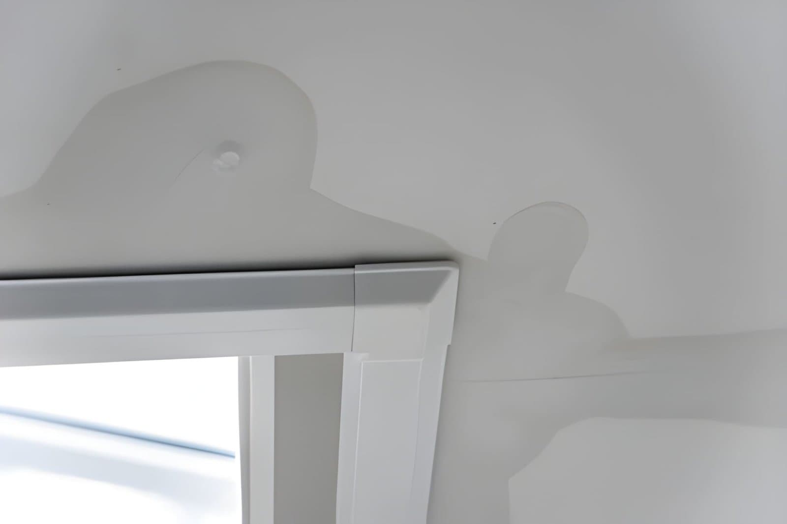 Water stains on a ceiling from a roof leak in a Mesa home